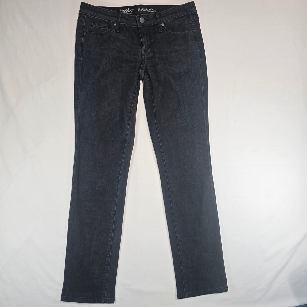 Mossimo Denim Womens Mid Rise Straight Leg Jeans Black Stretch Size 4/27R